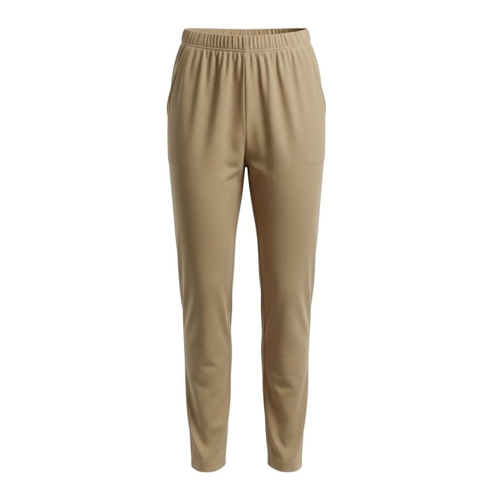 Woman Within Womens Tan Straight-Leg Pants With Elastic Waist & Pockets Size 12