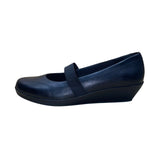 Bass Women’s Black Leather & Elastic Strap Slip-On Mary Jane Wedge Shoes Size 7M