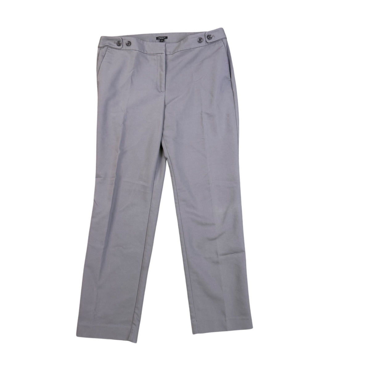 Ann Taylor Womens Light Gray Dress Pants Flat Front Button Details  Size 12