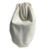 Vintage Sharif Women's White Crock Skin Leather Crossbody Bag Sz S