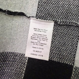 Talbots Womens Black White Merino Checkered Pattern Open Front Cardigan Size L