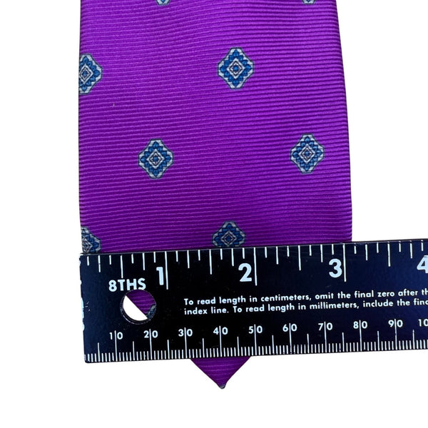 Marc Jeffries Men’s Purple & Blue Silk Tie With Geometric Diamond Design