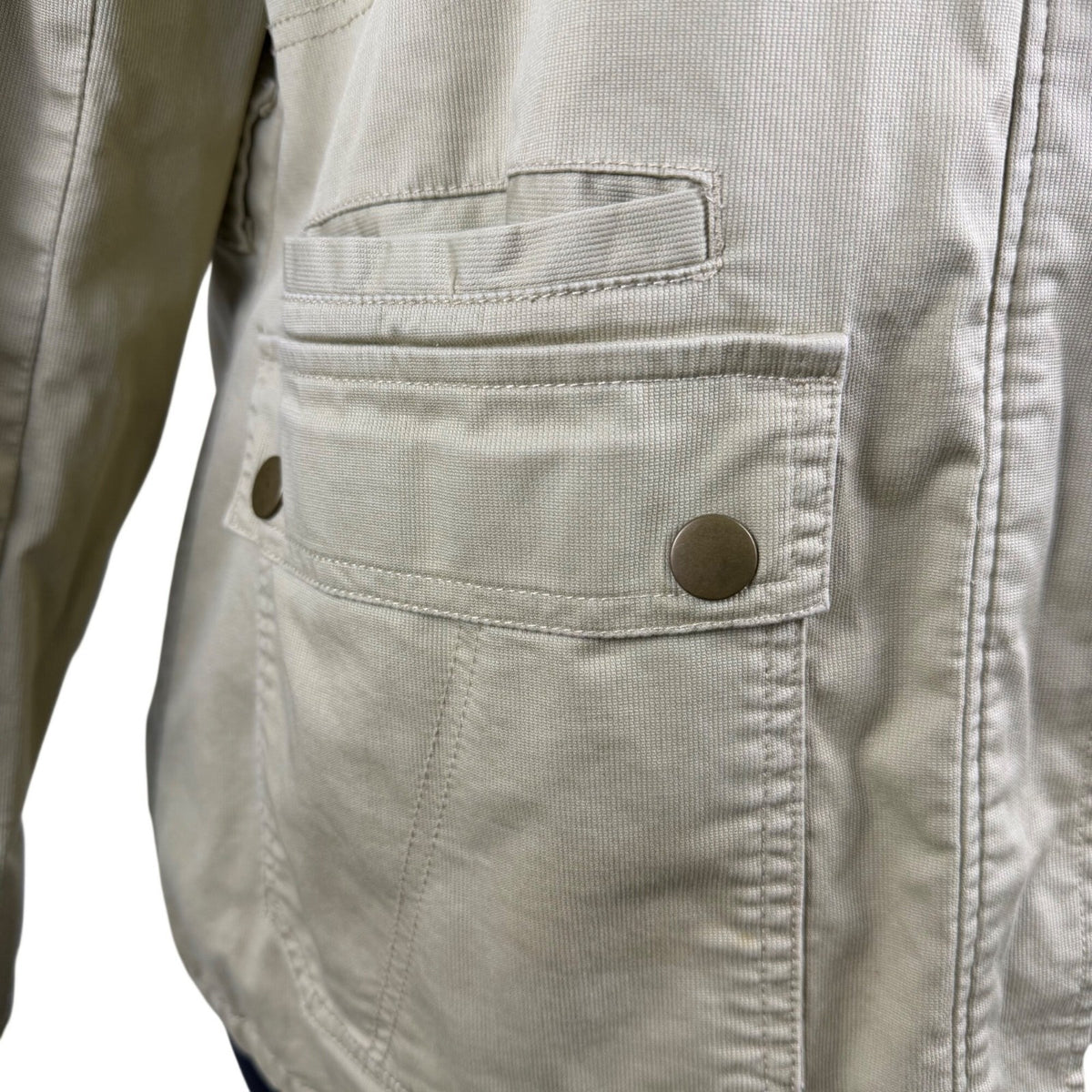 Volcom Women Khaki Cotton/Elastane Jacket Belted Military Style Size L