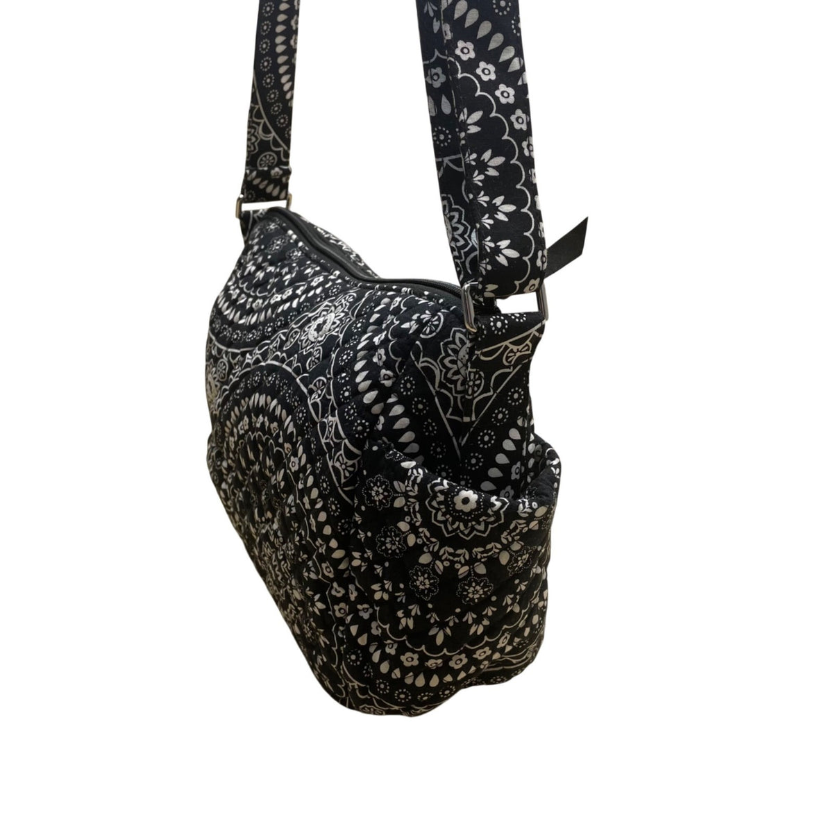 Vera Bradley Women’s Black Floral Mandala Pattern Adjustable Strap Crossbody Bag