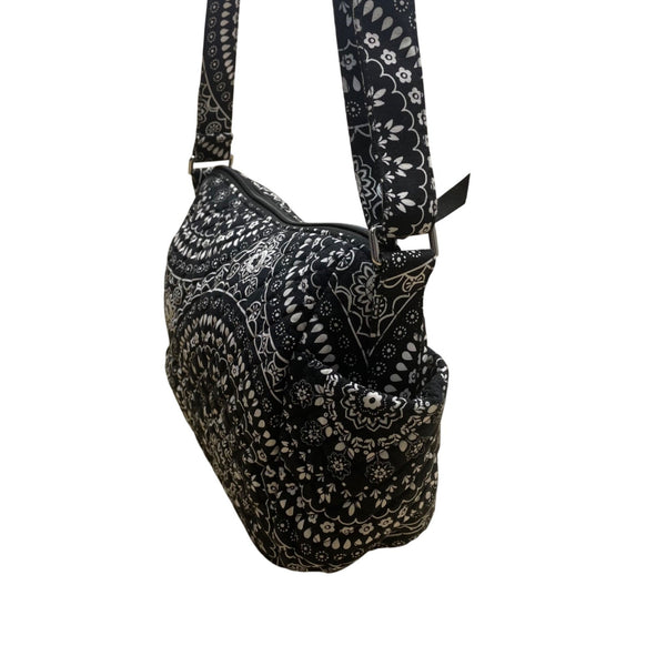 Vera Bradley Women’s Black Floral Mandala Pattern Adjustable Strap Crossbody Bag