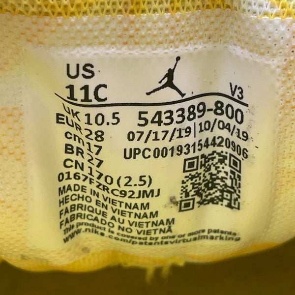 Air Jordan Kids Yellow Leather High-Top Basketball Shoes Size 11C