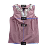 Talbots Womens Pink & White Striped Sleeveless Top With Beaded Neck Sz 4P - New