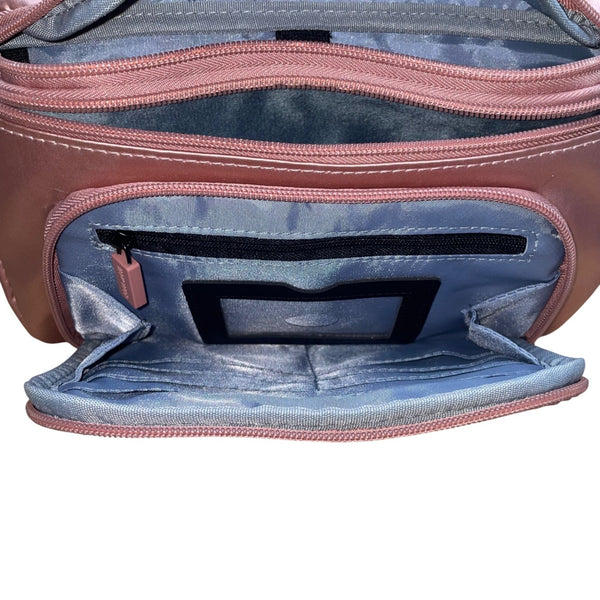 IHKWIP Women’s Rose Gold Nylon Adjustable Strap & Zipper Pockets Fanny pack