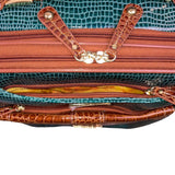 Samantha Brown Unisex Teal & Brown Faux Croc-Embossed Spinner Carry-On Luggage