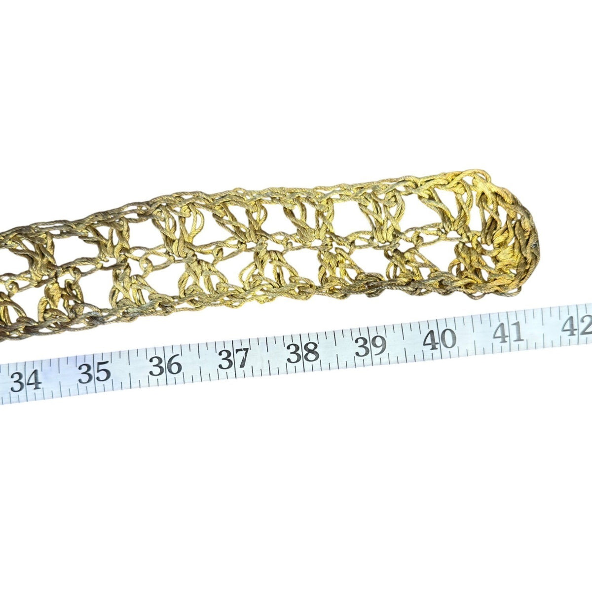 Vintage Gold Woven Rope Belt Womens Accessories Adjustable Length Boho Style
