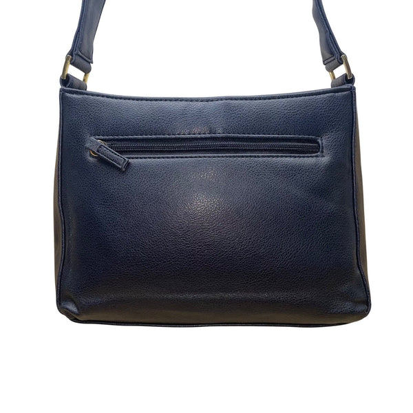 Women’s Navy Blue Faux Leather With Adjustable Strap & Rear Pocket Crossbody Bag