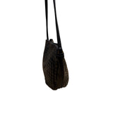 Jay Herbert Women’s Black Leather Woven Vintage Style Knotted Strap Shoulder Bag