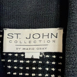 St. John Womens Black Knit Jacket & Skirt Set White Dotted Pattern Size  4 & 6