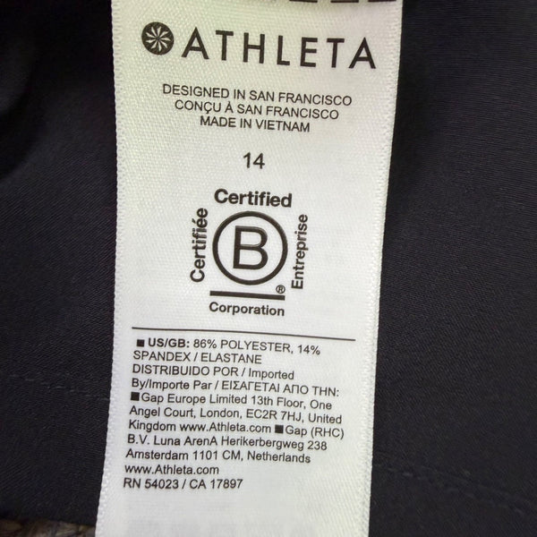 Athleta Womens Black Polyester-Blend Sleeveless Zip-Up Romper Size 14