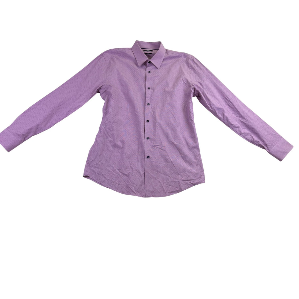 Hugo Boss Mens Purple Cotton Slim Fit Button-Up Long Sleeve Shirt Size 17 43