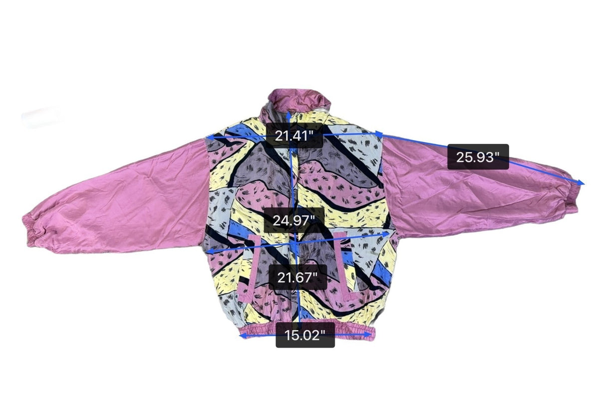 188 West Collection Unisex Pink Multicolor Silk Tracksuit Retro Style Size  XL