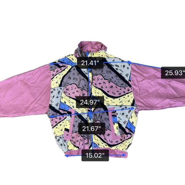 188 West Collection Unisex Pink Multicolor Silk Tracksuit Retro Style Size  XL