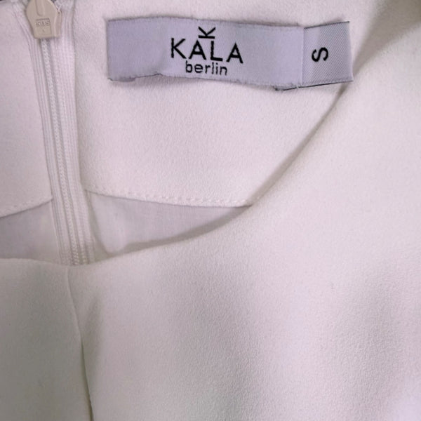 Kala Womens White Silk Sleeveless A-Line Dress Keyhole Detail Size S
