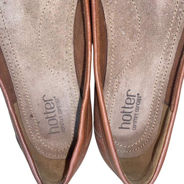 Hotter Women’s Brown Leather Comfort Sole Selena Loafers Size 9.5