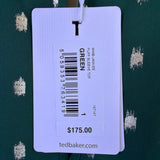 Ted Baker Womens Green Puff Sleeve Top Metallic Polka Dot Accent Size 1