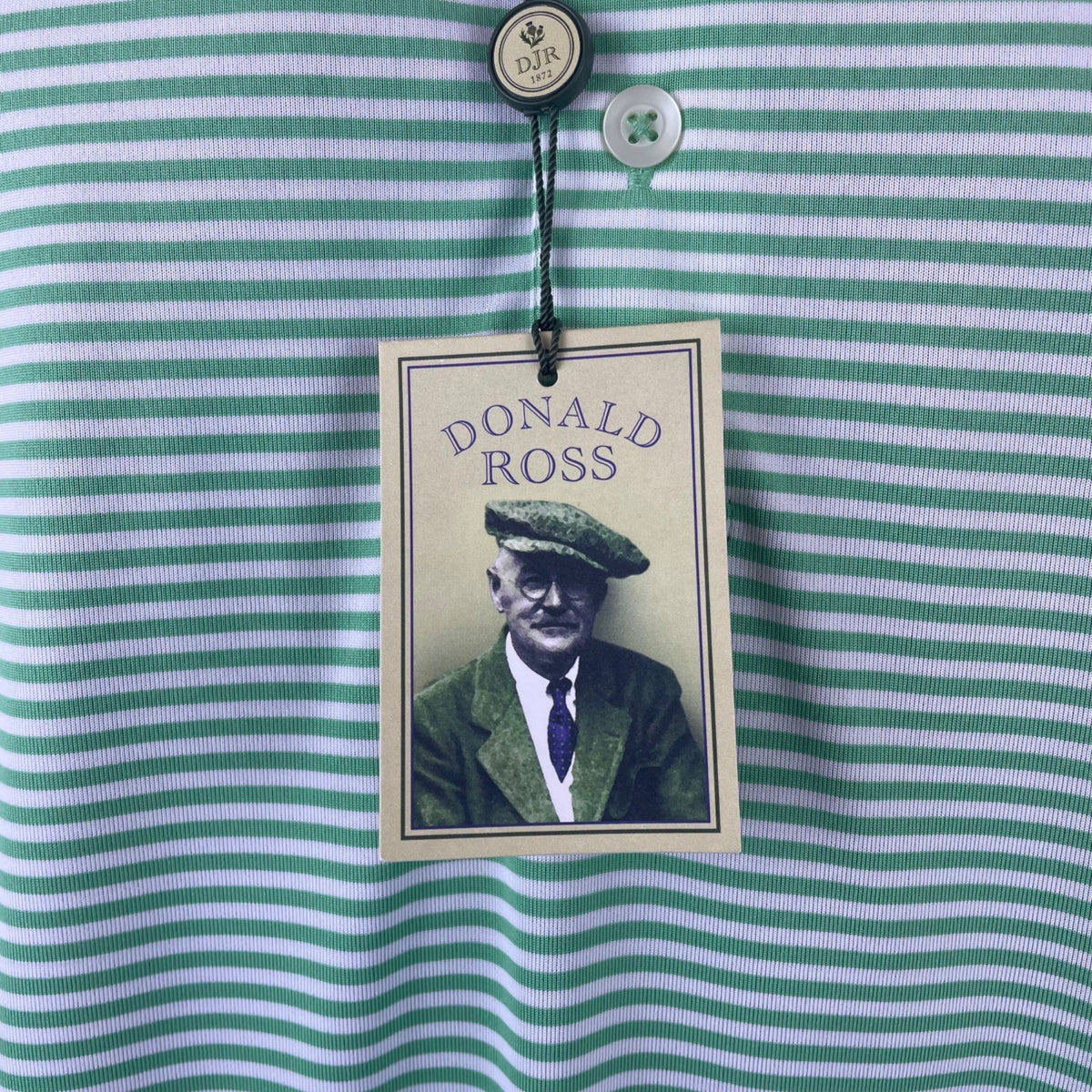 Donald Ross Mens Green Stripe Polo Shirt Classic Fit Lightweight Breathable New