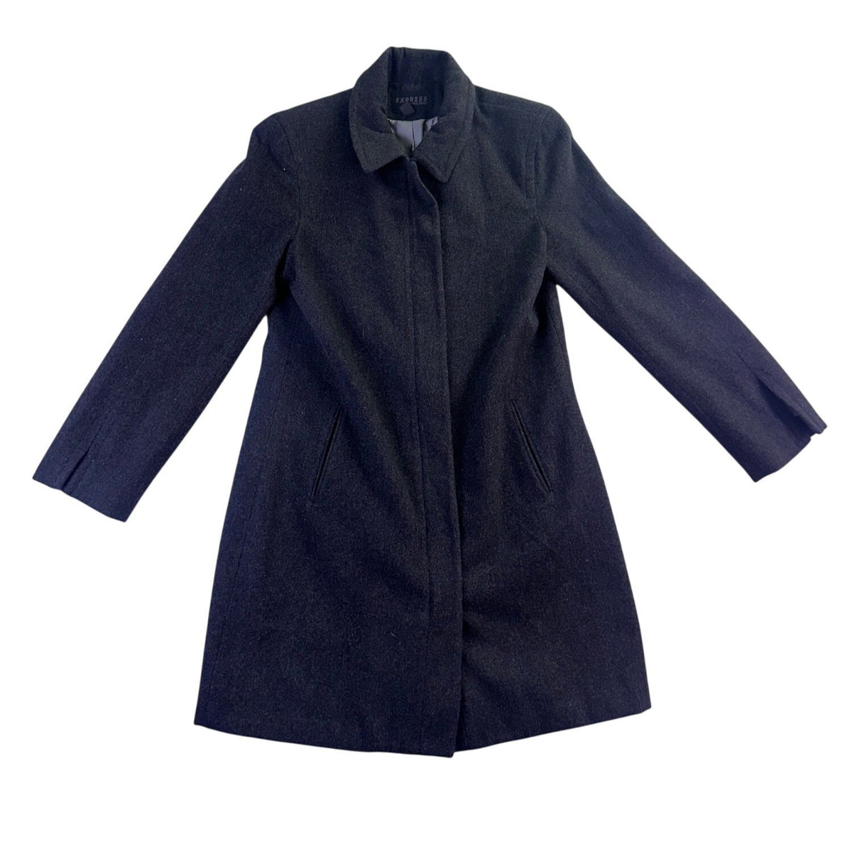Express Womens Gray Zip-Up Coat Fully Lined Slim Fit Classic Size 9/10