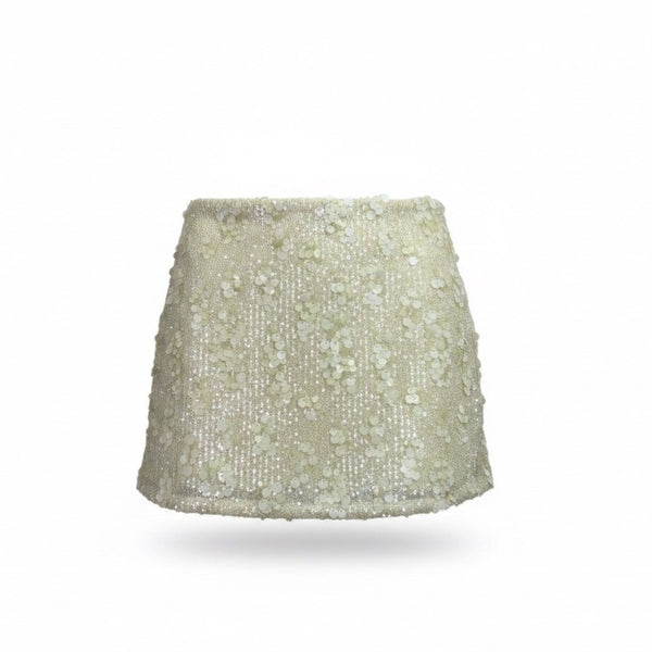 Kenneth Cole Women Beige Sequin Mini Skirt Polyester Blend Size M