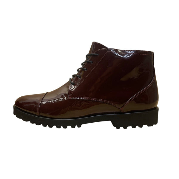 Amalfi Women’s Burgundy Patent Leather Lace-Up Ankle Boots Size 9.5N