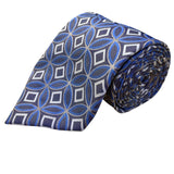 Valentino Rudy Mens Blue Microfiber Geometric Pattern Necktie Handcrafted Italy