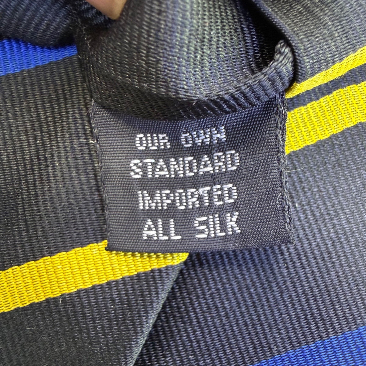 Ben Silver Mens Navy Silk Striped Tie Yellow & Blue All Occasion Imported Handma