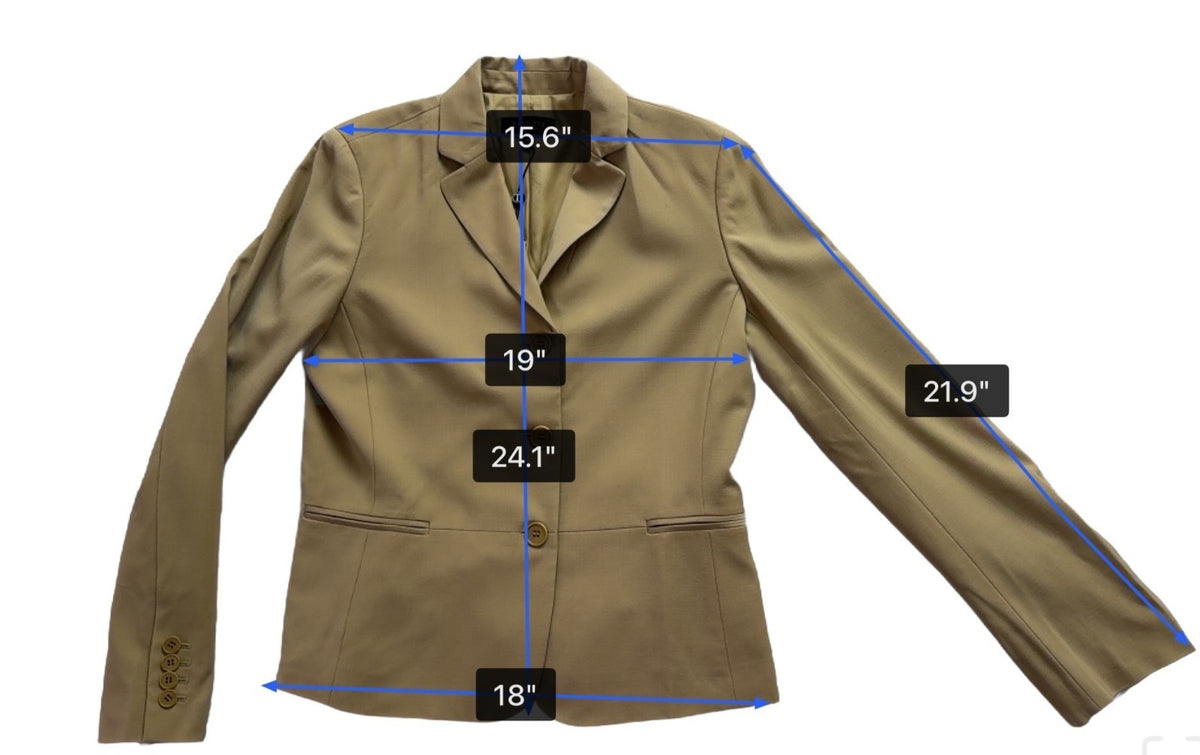 Talbots Womens Beige Wool Blend Grace Fit Blazer Jacket Button-Front Size 8