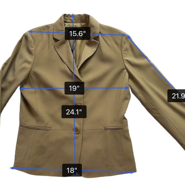 Talbots Womens Beige Wool Blend Grace Fit Blazer Jacket Button-Front Size 8