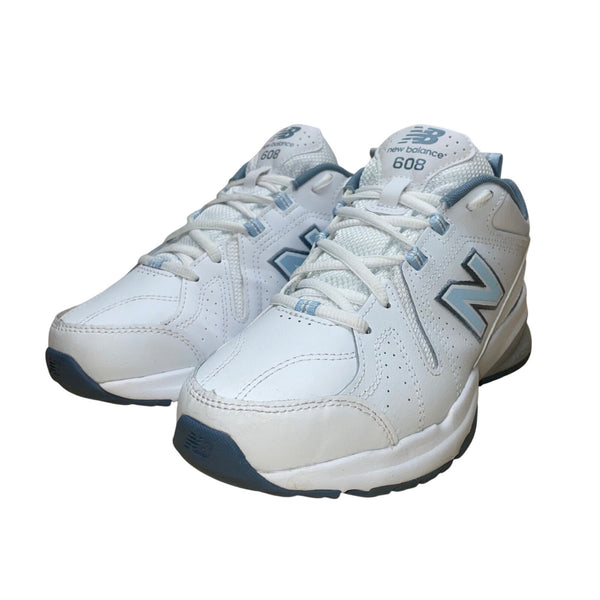 New Balance Women’s White Leather & Blue Mesh 608 Athletic Shoes Size W7.5 M6