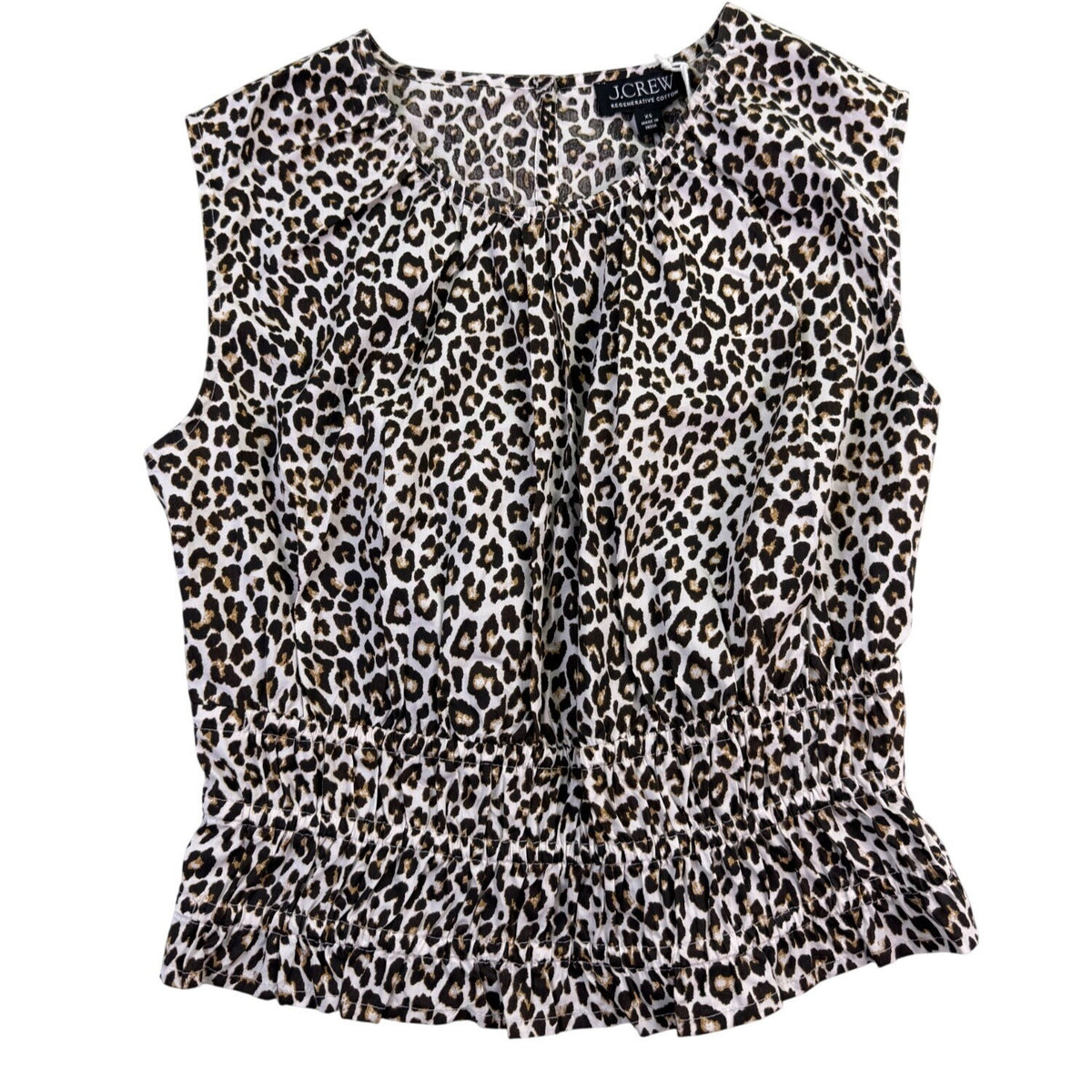 J.Crew Womens Animal Print Cotton Top  Sleeveless Fitted Waist Lightweight Sz XS