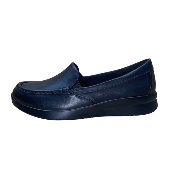 Clarks Women’s Black Leather Wide Fit Cushioned Ellowyn Lux Loafers Size 7.5