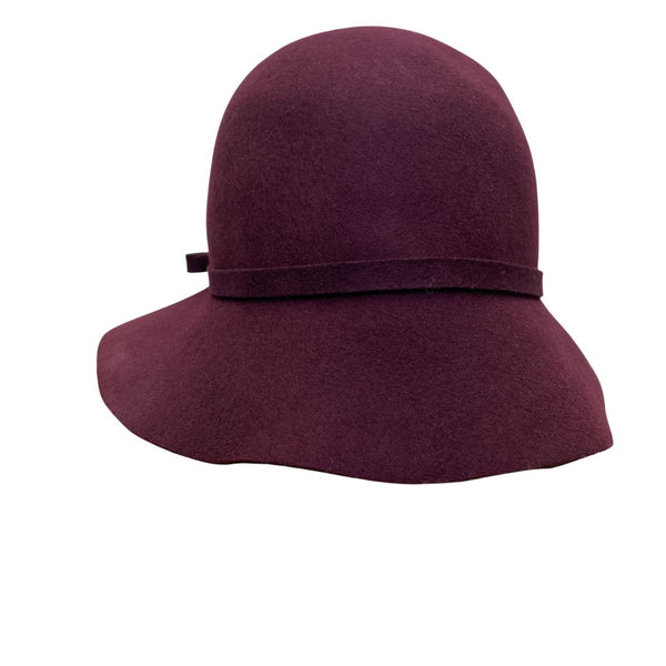 Charter Club Womens Burgundy Wool Cloche Hat With Bow Accent Made In Italy