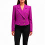 Vintage Guy Laroche Womens Magenta Wool Cropped Double-Breasted Blazer Size 40