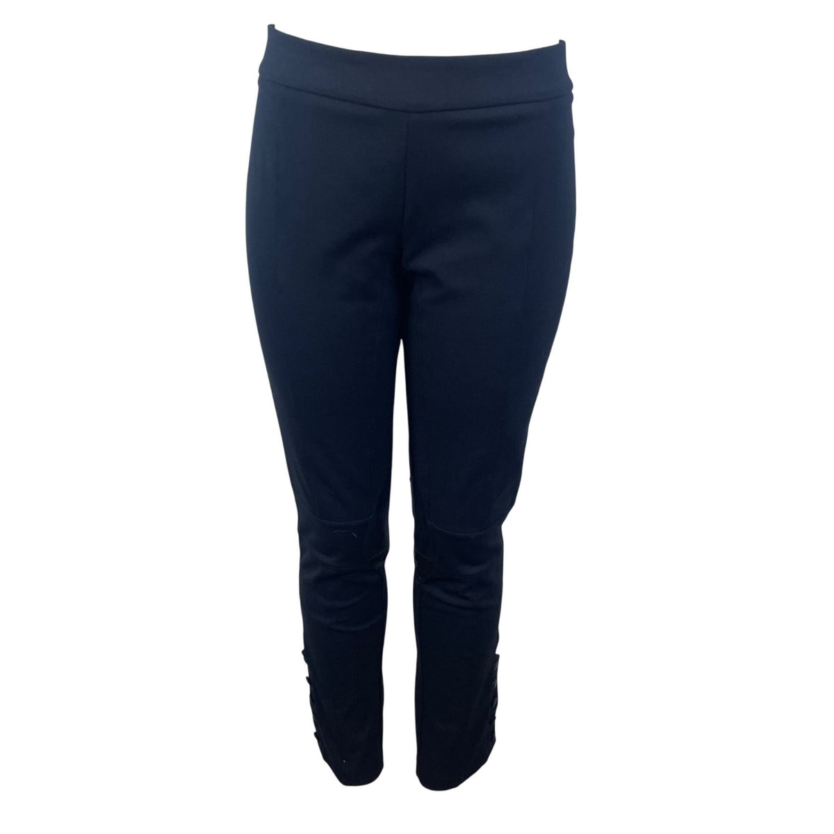 Bisou bisou Black Stretch Women’s Skinny Pants Leather Knee Accents Sz 12