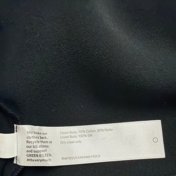 Eileen Fisher Womens Black Sheer Open Cardigan & Silk Dress Set Sz M