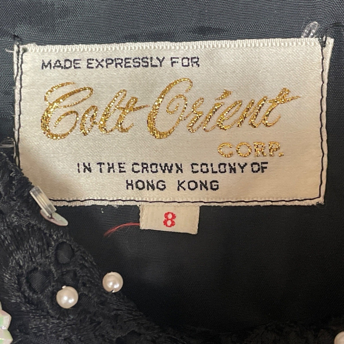 East Orient Womens Black Sequin & Pearl Embellished Jacket Size 8 Lightweight