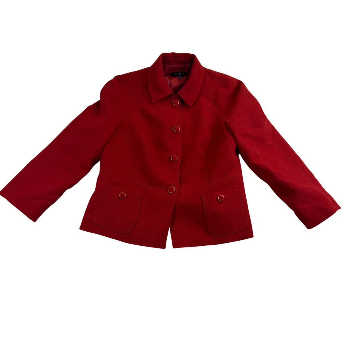 Talbots Womens Red Button Front Jacket Petite Two Pockets Sz 16P 
