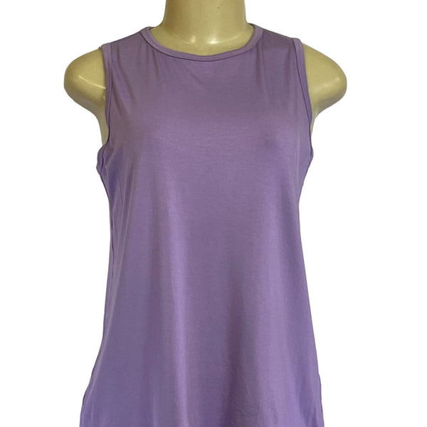 Sleeveless Purple Tank Top With Mesh Back Detail & Split Hem New