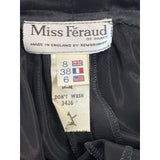 Vintage 80''s Miss Féraud Women's Black  With Embroidered Floral Art Long Skirt