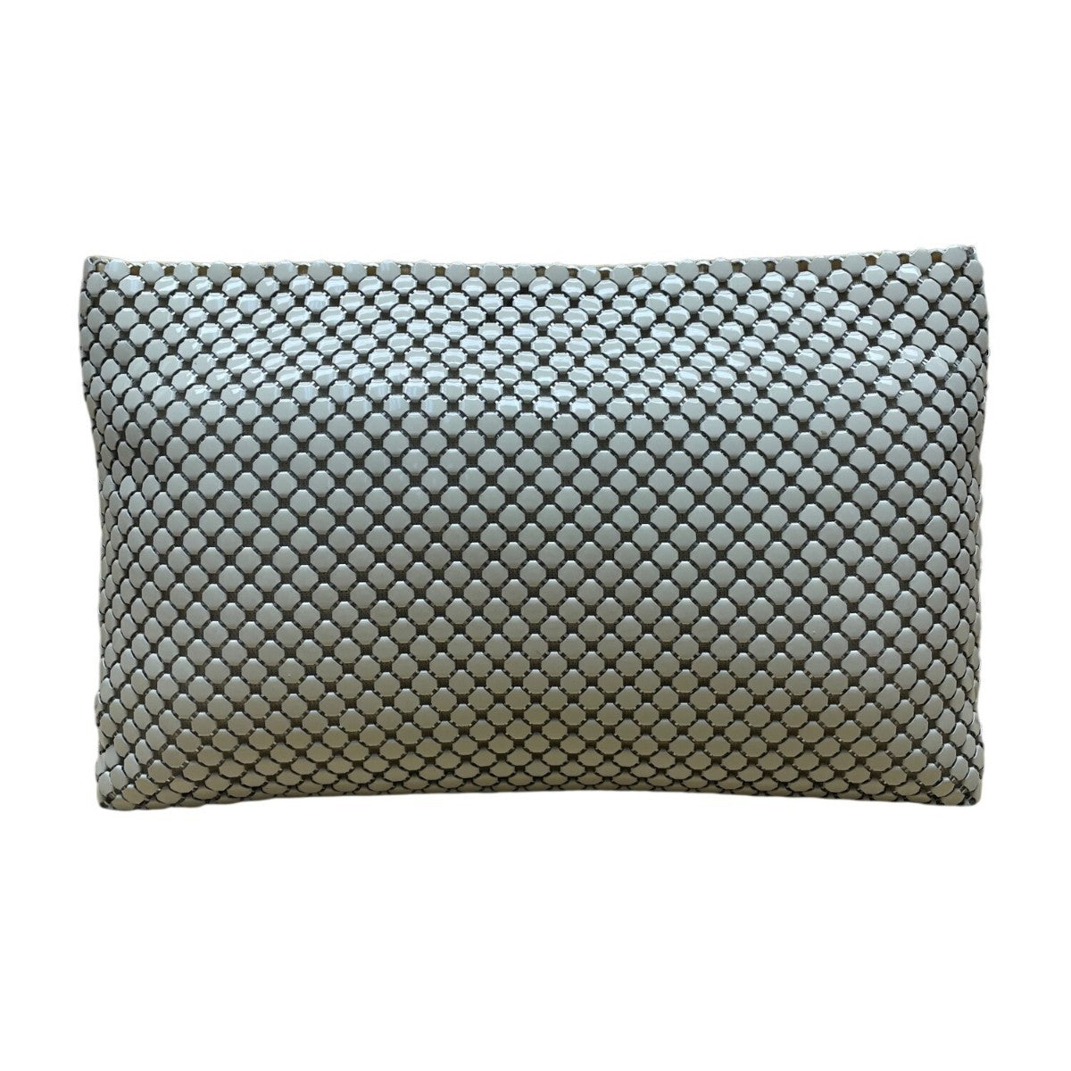 Whiting & Davis Women’s Beige Metal Mesh With Gold Heart Charm Accent Clutch Bag