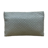 Whiting & Davis Women’s Beige Metal Mesh With Gold Heart Charm Accent Clutch Bag