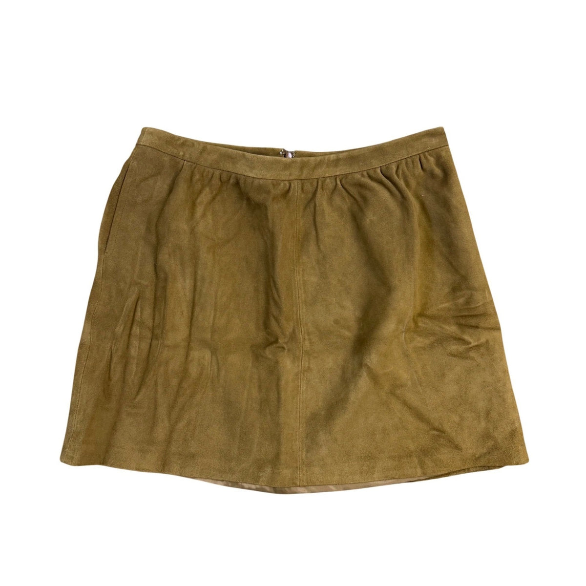Gap Womens Green Genuine Leather & Mid-Rise Fully Lined Suede Mini Skirt Size 10