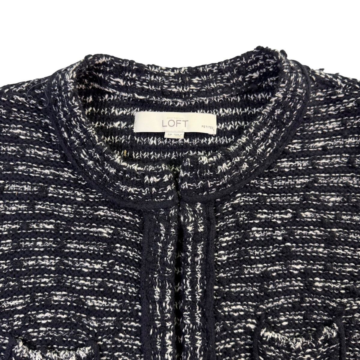 Ann Taylor LOFT Womens Black & White Tweed Cardigan Jacket Size SP