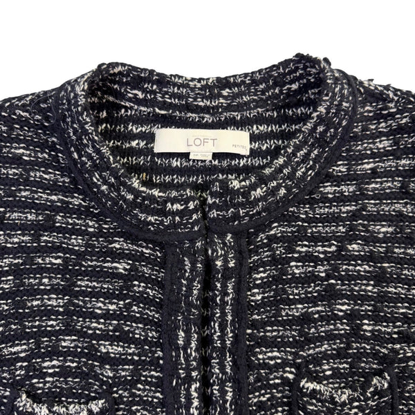 Ann Taylor LOFT Womens Black & White Tweed Cardigan Jacket Size SP