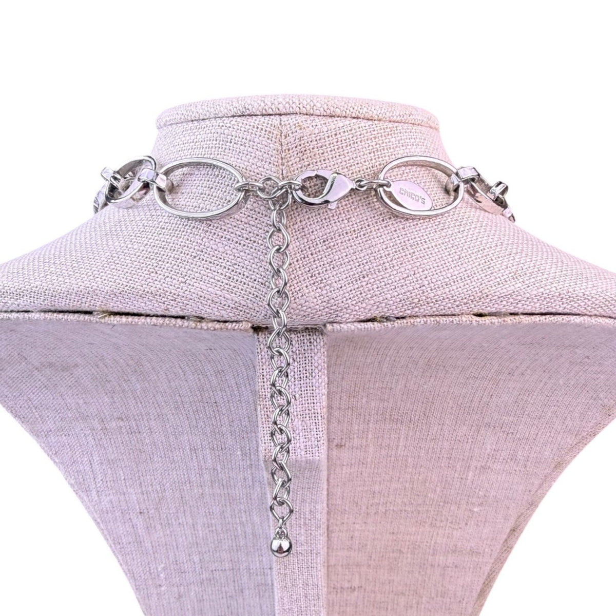Chicos Womens Silver Tone Chain Necklace Adjustable Double Strand Jewelry