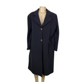 Ceplus Womens Black Wool Blend Long Coat Italy Double-Breasted Size 48